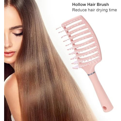 Vitalogy - Hair Brush For Women And Men Curved & Vented - Detangler Paddle Hair Brush For All Hair Types (Wet, Dry & Damaged Hair) - Hair Straightener For Curly Hair, Blow Drying (Pink)