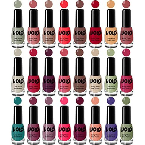 Volo Infinite Shine Nail Polish Combo Offer Professional Brush Set Of 24 Pcs (Carrot Red, Nude, Red, Flirty Nude, Tan, Ice Nude, Coral Compass, Wine Maroon, Pink Mania, Nude, Etc) 120 Ml
