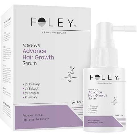 Foley Advanced Hair Growth Serum | Hair Fall Control & Hair Growth | 3% Redensy, 4% Baicapil, 3% Anagain & Rosemary Men-Women 30Ml