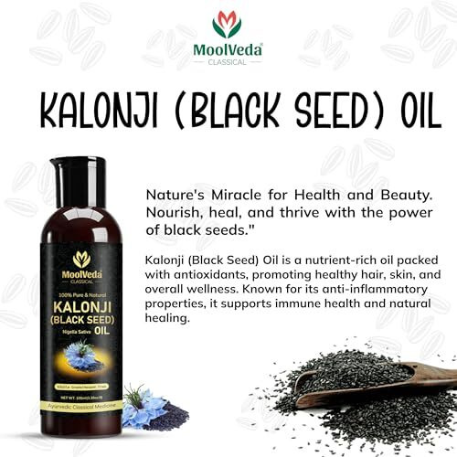 Moolveda Premium Cold Pressed Kalonji Oil - Virgin Grade - Black Seed Oil - Nigella Sativa - 100Ml