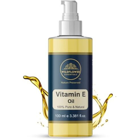 Wildflower Essentials Vitamin E Oil Pure Cold Pressed For Face, Skin, Hair, Body, Pore Tightening 100Ml