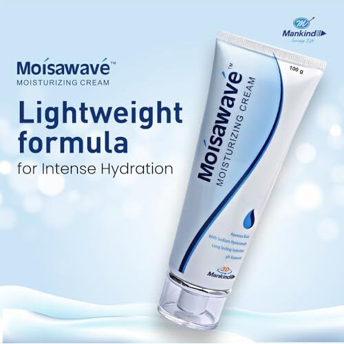 Mankind Moisawave Cream Lightweight Formula For 72H Moisture Lockdown, With Hyaluronic Acid, Ceramide & Aquaxyl, For Daily Face Moisturizer, Suitable For Dry, Oily And Sensitive Skin 100G