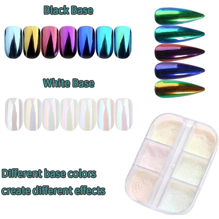 Chrome Nail Powder 6 Colours Nail Glitter Nail Art Accessories For Women