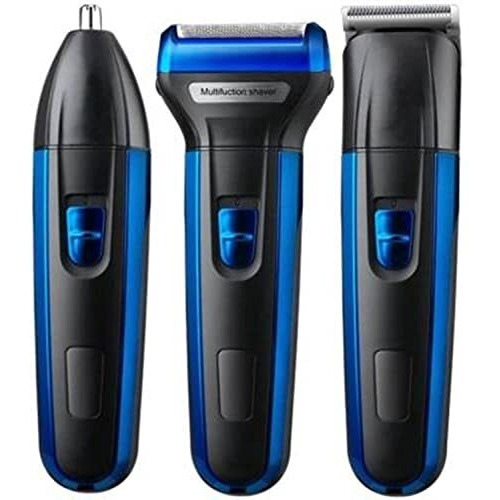Concepta Professionals Design 3 In 1 Perfect Men Shaver Hair Clipper And Nose Trimmer Rechargeable Beard And Moustaches Hair Machine And Trimming With Cord Without Cordless Use (Black & Blue)