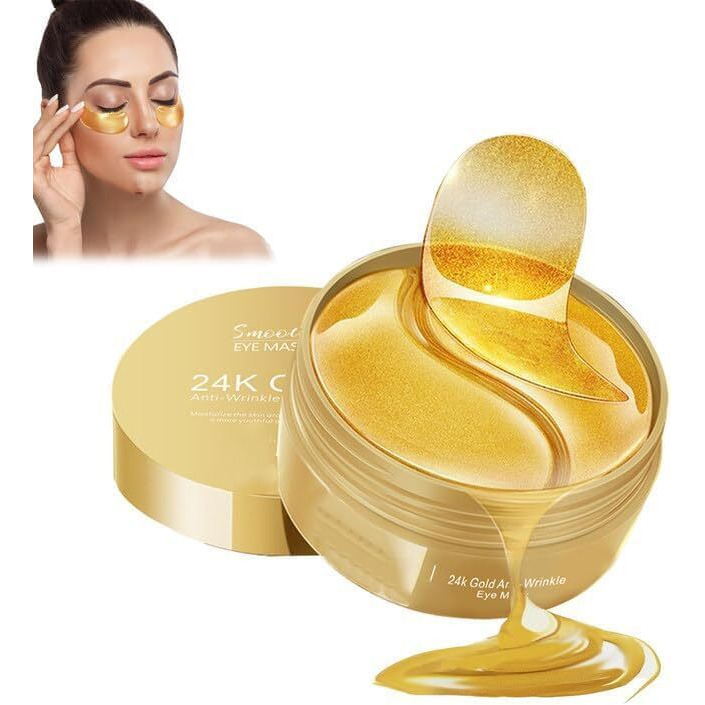 Druri Under Eye Patches For Dark Circles With 24K Gold | Pack Of 60 Eye Cooling Gel Pads | Hydrogel Eye Patch Mask With Collagen For Relaxing Eyes, Reducing Puffiness & Wrinkles