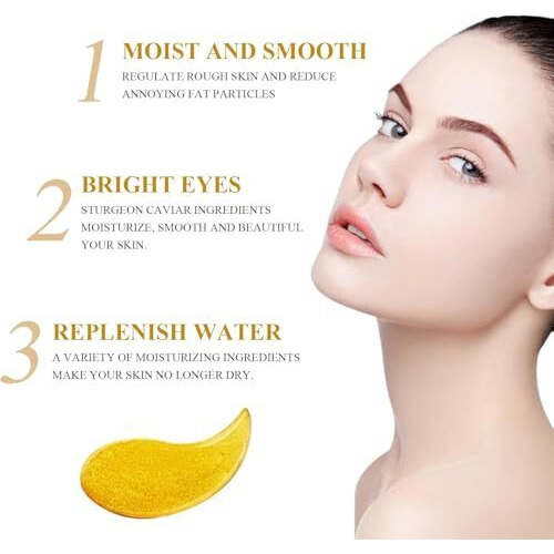 Druri Under Eye Patches For Dark Circles With 24K Gold | Pack Of 60 Eye Cooling Gel Pads | Hydrogel Eye Patch Mask With Collagen For Relaxing Eyes, Reducing Puffiness & Wrinkles