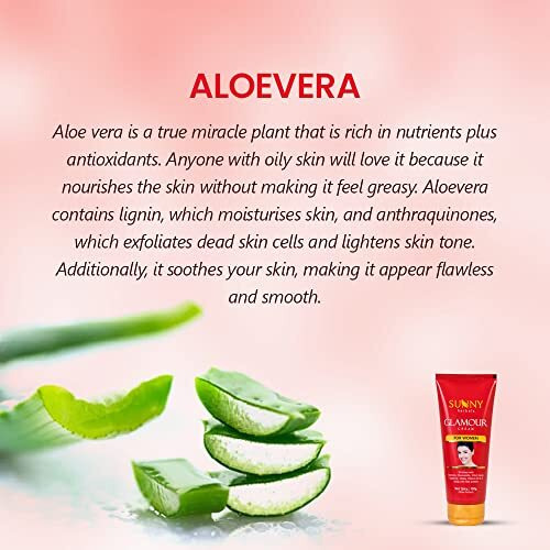 Sunny Herbals Glamour Cream To Moisturize & Lightens Skin Tone | Protects From Darkening Effect Of Sun | Restores Damaged Skin Cells | Enriched With Aloe Vera, Chamomilla, Vitamin B3 & E | For Women, 100 Gm (Pack Of 2)