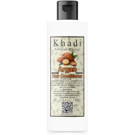Khadi Natural Herbal Argan Conditioner For Dry & Frizzy Hair With Argan Oil Extract Make Hair Stronger And Silkier | Parben And Sls Free Argan Conditioner 200 Ml Pack For Women And Men, 1 Count