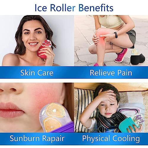 Lexun Ice Roller For Face Neck & Eyes Massage, Reusable Facial Tool For Glowing & Tighten Skin, Enhance Your Natural Glow And De-Puff The Eye Area Neck Massager, Cryotherapy For Face