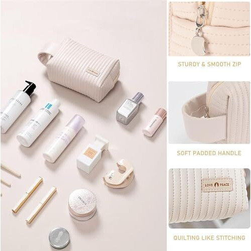 Travel Makeup Pouch Toiletry Bag Cosmetic Organizer Bag For Women And Girls Toiletry Storage Kit (White Mini)