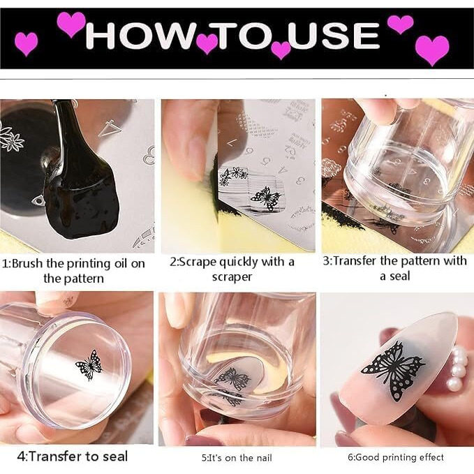 Aadav Silicone Soft Nail Stamper Scraper Polish Image Paint Stamp Nail Art For Girl's