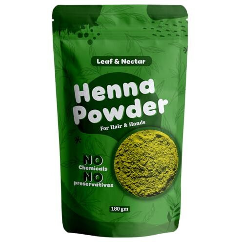 Leaf & Nectar Natural Henna Powder For Hair Color & Growth | 100% Pure & Organic Mehendi For Healthy, Shiny Hair (180G)