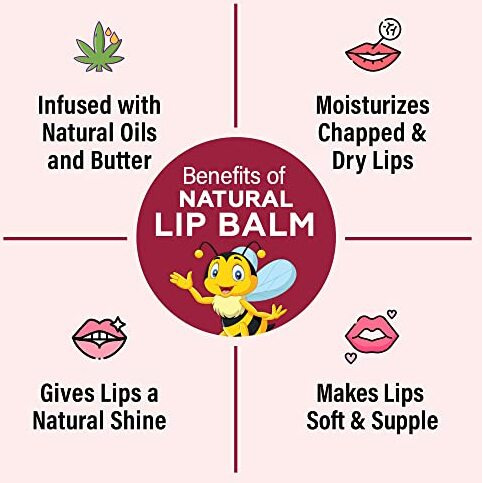 Babyorgano Natural Lip Balm I Non Sticky I Protects Moisturize & Nourishes Dry Chapped Lips I Shea & Cocoa Butter Strawberry Flavor 8Gm, 1 Count, Pink