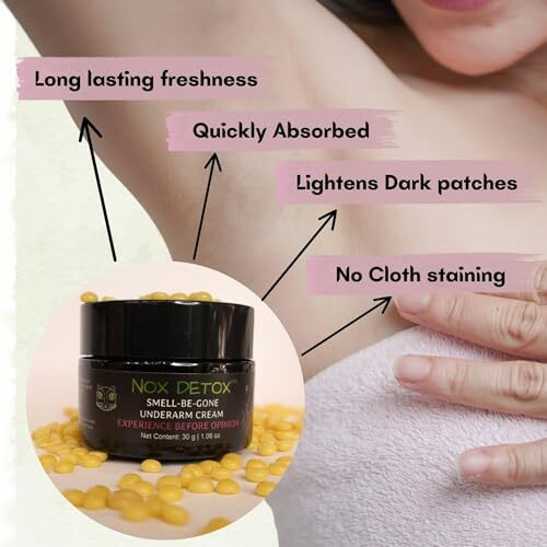 Nox Detox Underarm Cream | Deodorant For Men & Women With Vitamin E & Kojic Acid | Controls Odour 24+ Hrs | Cleans Dark Underarms | No Aluminium | All Skin Type + Sensitive Skin | Natural & Vegan