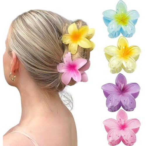 Bakefy-4 Pcs Small Flower Hair Claw Clips, Cute Hair Clips For Women, Claws Hair Styling Accessories For Women Air Accessories For Women Girls Teens Kids