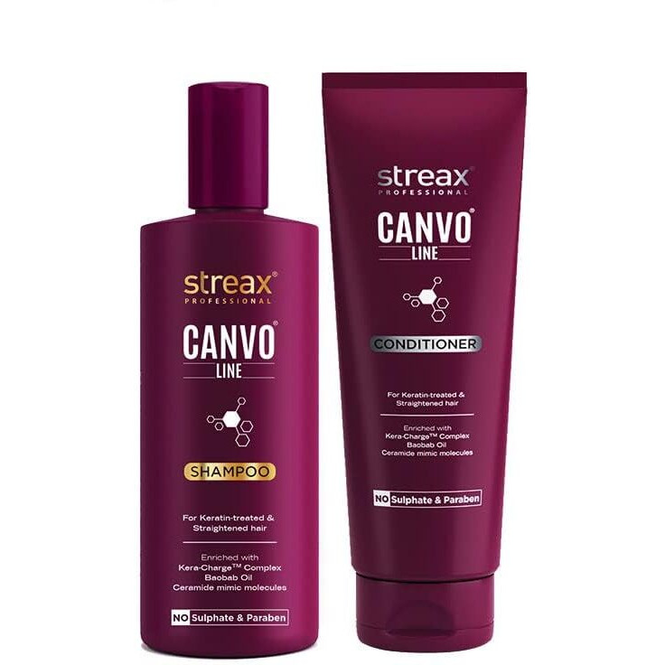 Streax Professional Canvoline Shampoo 300Ml & Conditioner 240 Ml Combo Pack Of 2 (For Straightening Hair)