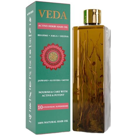 Veda Ayurvedic Cold Pressed Hair Oil | Ayurvedic Jadi Butis Infused Oil | 200Ml