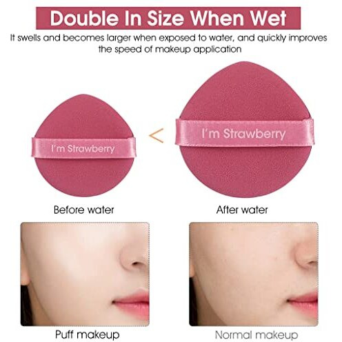 Maycreate 7Pcs Makeup Sponge Powder Puff Latex-Free Makeup Puff Blender Sponge, Air Cushion Pads For Liquid Foundation, Cream, Powder, Concealer, Wet & Dry Dual Use(Pink)