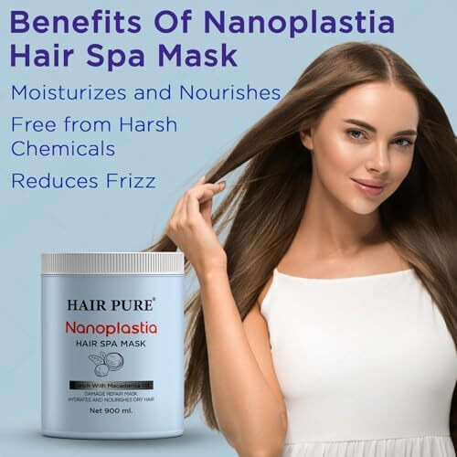 Hair Pure Nanoplastia Hair Spa Mask | Deep Nourishment & Smoothing Treatment | Professional-Grade Hydration, Frizz Control, And Hair Repair For All Hair Types | Restores Shine & Healthy Hair, 900Ml