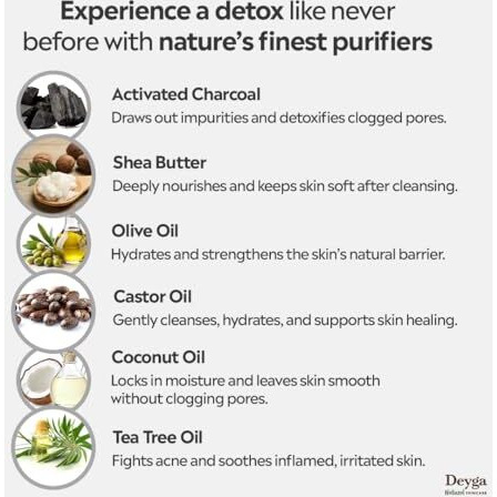Deyga Charcoal Soap | Reduces Acne, Scars, And Blackheads | Deeply Cleanses And Detoxifies | Perfect For Oily Skin