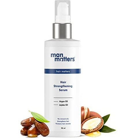 Man Matters Hair Serum For Men With Jojoba And Argan Oil | For Silkier, Shinier, Smoother & Frizz Free Hair | Instant Shine & Smoothness | Non Sticky Hair Serum | 90Ml