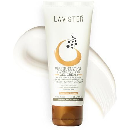 Lavister Pigmentation Corrector Gel Cream | Dermatologist-Tested Anti-Pigmentation Cream For Men & Women | Reduces Dark Spots, Evens Skin Tone | 4% Niacinamide, Lime Pearl & Kojic Acid | 50 G