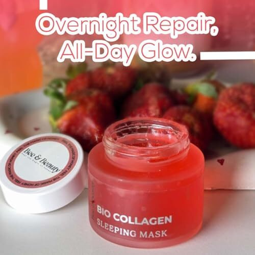 Bee & Beauty Bio Collagen Sleeping Mask For Anti-Aging And Skin Rejuvenation | Overnight Hydrating Collagen Face Mask With Nourishing Ingredients To Firm | Smooth | Repair Skin, 1 Count