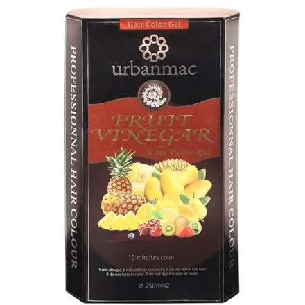 Urbanmac Fruit Vinegar Hair Dye Color For Both Men, Women, Natural & Ammonia Free Color Dye (Black) 250 X 2 Ml