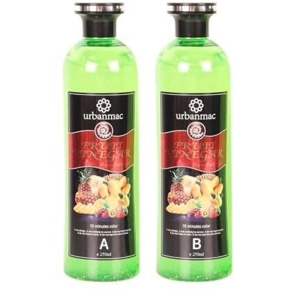 Urbanmac Fruit Vinegar Hair Dye Color For Both Men, Women, Natural & Ammonia Free Color Dye (Black) 250 X 2 Ml