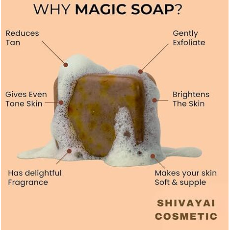 Original Sandalwood & Saffron Magic Soaps For Bath | Paraben Free | Chandan & Kesar Bath Soap | Handmade Soaps For Glowing Skin | Brightening Soap For Men & Women (Sandalwood & Saffron Soap)(100 Gram X 1 Soap)