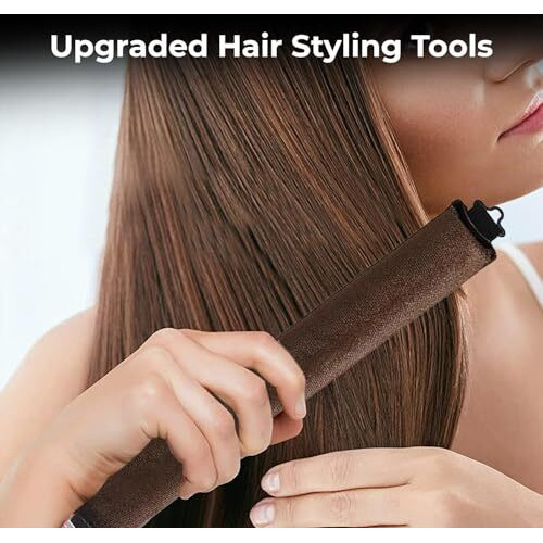 Panca Heatless Hair Curler  No Heat Curling Rod With Hook | Satin Hair Rollers For All Hair Types | Soft & Flexible Sleep-In Curlers | Effortless Blowout Curls Overnight (Brown)