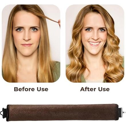 Panca Heatless Hair Curler  No Heat Curling Rod With Hook | Satin Hair Rollers For All Hair Types | Soft & Flexible Sleep-In Curlers | Effortless Blowout Curls Overnight (Brown)