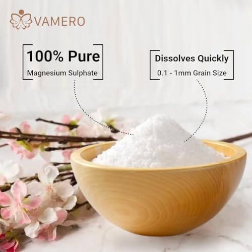 Vamero Epsom Salt - 100% Pure, Usp Grade, Foot, Pain Relief, Plants Growth, White, Unscented, Magnesium Sulphate, Organic Fertilizer, Genuine Magnesium Oil Spray Alternate For Muscle Relief, Free Scoop, 1000G, Pack Of 1