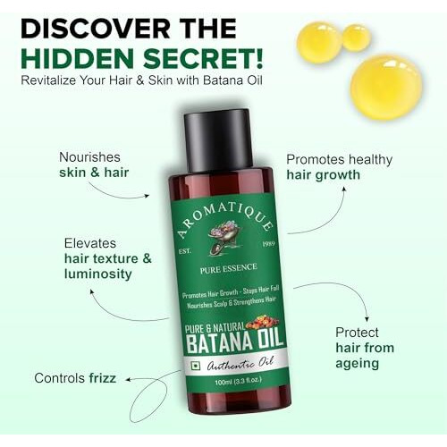 Aromatique Batana Oil - Pure Batana Oil For Hair Growth By Dr Sebi Sourced From Honduras, Batana Oil Cold Pressed, Derived From Palm Nut Oil For Hair & Skin (100 Ml)