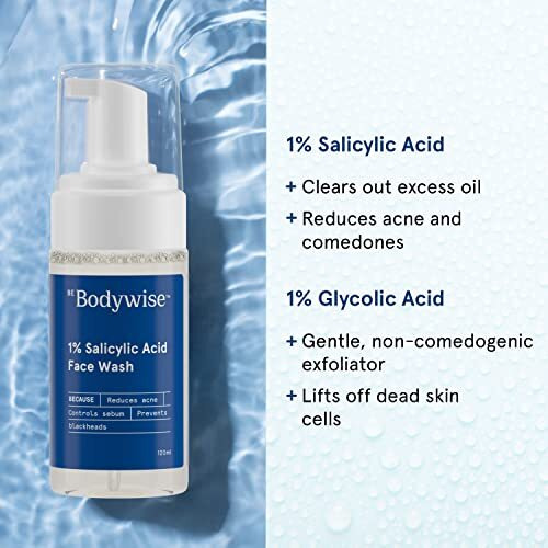 Be Bodywise 1% Salicylic Acid Oil Control Face Wash For Acne & Pimples Acid Reduces Excess Oil Exfoliates Paraben & Soap Free, 120Ml
