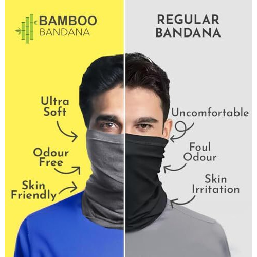 Heelium Unisex Bamboo Bandana For Men & Women | Super Soft | Odour-Free & Breathable | Durable & Multipurpose Bandana