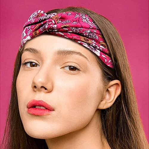 Hodaqe Headbands For Women Bohemian Head Bands Premium Stretchy Hair Accessories,Wear For Yoga, Fashion, Working Out, Travel Or Running (Blue+Red,2 Pcs) (Blue+Red, Uniform Size)