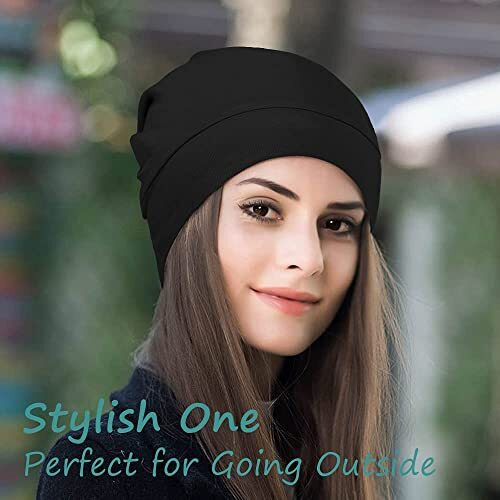 Candibella Silk Bonnet For Hair, Adjustable Slouchy Beanie Cap For Men & Women, Bonnet For Curly Hair, Silky Satin Lined Silk Hair Cap For Sleeping, Hair Cover, Night Cap (Black)