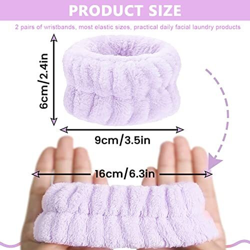 Maycreate 2 Pairs Spa Wrist Band For Women, Face Wash Wristband Hand Band For Women Girls, Super Absorbent Skincare Facial Wrist Towel Band For Face Washing, Yoga, Fitness (Purple+ Gray)