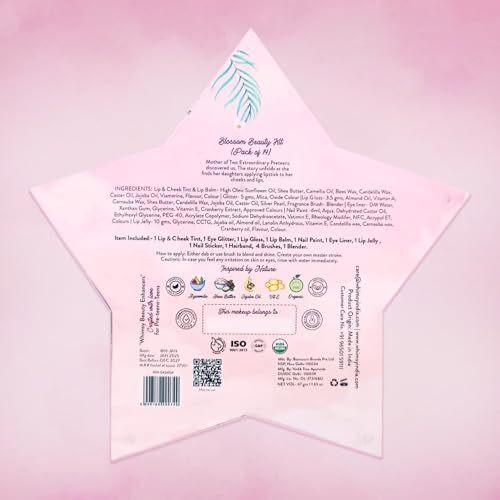 Whimsy 14-Piece Organic Makeup Kit For Girls & Teens | Real & Non-Toxic Beauty Set | Safe Toy Makeup With Lip Balm, Eye Glitter, Eyeliner, Lip Gloss & Mermaid Accessories | Birthday Gift For Kids 4-16 Years