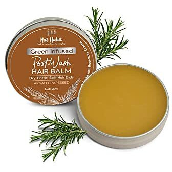 Nat Habit Argan Grapeseed Hair Balm For Men & Women Split Ends, Smoothening, Post Wash Straightening, Conditioning Infused With Rosemary & Oils - (Pack Of 1, 25Ml)