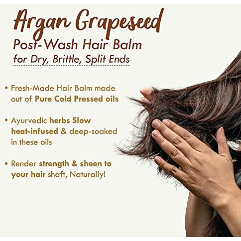 Nat Habit Argan Grapeseed Hair Balm For Men & Women Split Ends, Smoothening, Post Wash Straightening, Conditioning Infused With Rosemary & Oils - (Pack Of 1, 25Ml)