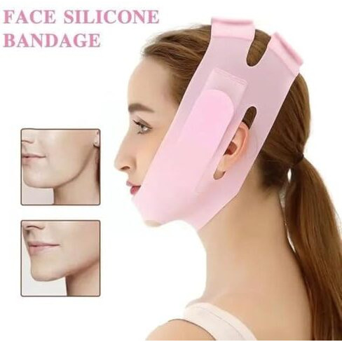 Vezpax Silicone V Face Mask For Face Lift | Facial Slimming Bandage For Chin & Cheek | Double Chin Reducer For Women & Men | Skin Tightening Belt For Slim Lift, 1 Count