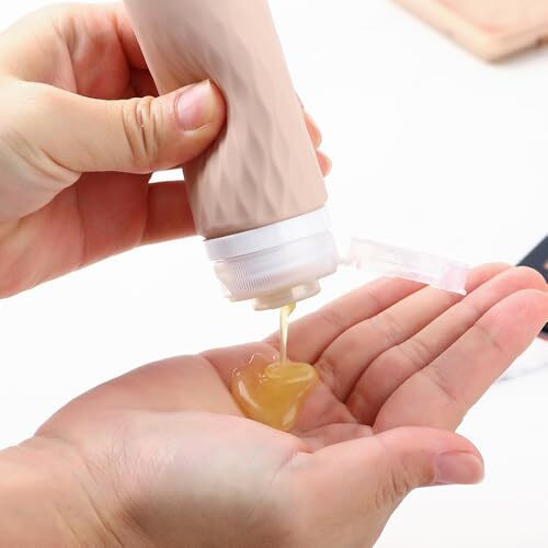 Voroly Travel Bottles Kit For Toiletries Organizer 90Ml Tsa Approved Silicone Containers Portable Split Bottle Accessories For Conditioner Shampoo Lotion - 4 Pack (Chex, Beige)