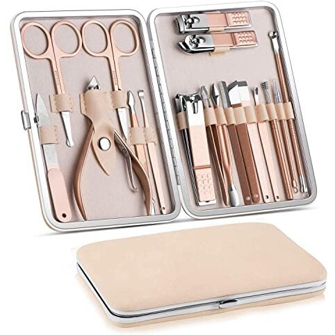 Gdnk 18 In 1 Stainless Steel Professional Manicure Set Nail Cutter For Women Nail Scissors Luxury Grooming Kit Manicure Pedicure Kit For Women