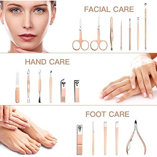 Gdnk 18 In 1 Stainless Steel Professional Manicure Set Nail Cutter For Women Nail Scissors Luxury Grooming Kit Manicure Pedicure Kit For Women