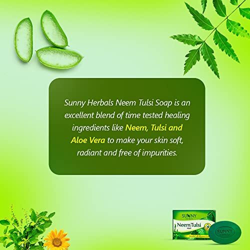 Sunny Herbals Neem Tulsi Soap With Aloevera & Calendula | Cleanses Skin & Prevent Infection | For Hydrated, Supple & Rash Free Skin | For All Skin Type | 75Gm (Pack Of 6)
