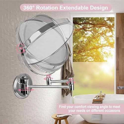 Dolphy Wall Mount Stainless Steel 5X Magnifying Shaving Makeup Round Mirror (Silver, 8 Inch) Framed