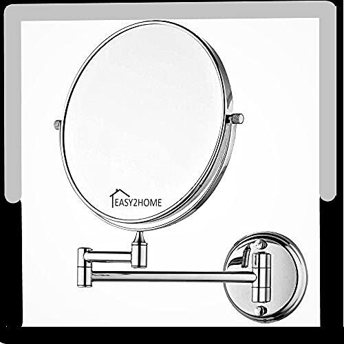 Easy2Home Magnifying Shaving Makeup Mirror | Stainless Steel | Makeup Mirror| Shaving Mirror| Mirror For Bathroom/Hotel/Vanity Room (Silver, 8 Inch (Rod Type)