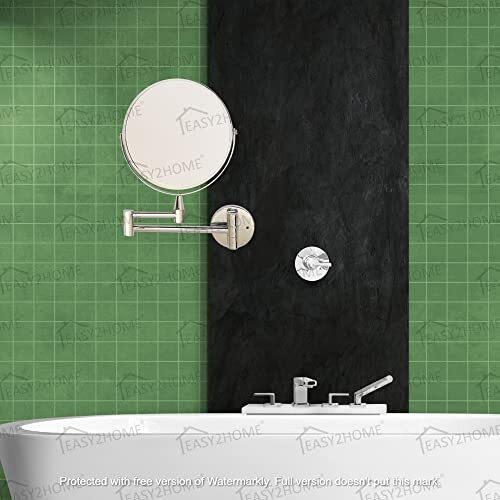 Easy2Home Magnifying Shaving Makeup Mirror | Stainless Steel | Makeup Mirror| Shaving Mirror| Mirror For Bathroom/Hotel/Vanity Room (Silver, 8 Inch (Rod Type)